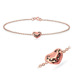 Rose Gold Plated Heart Silver Bracelets BRS-88-RO-GP